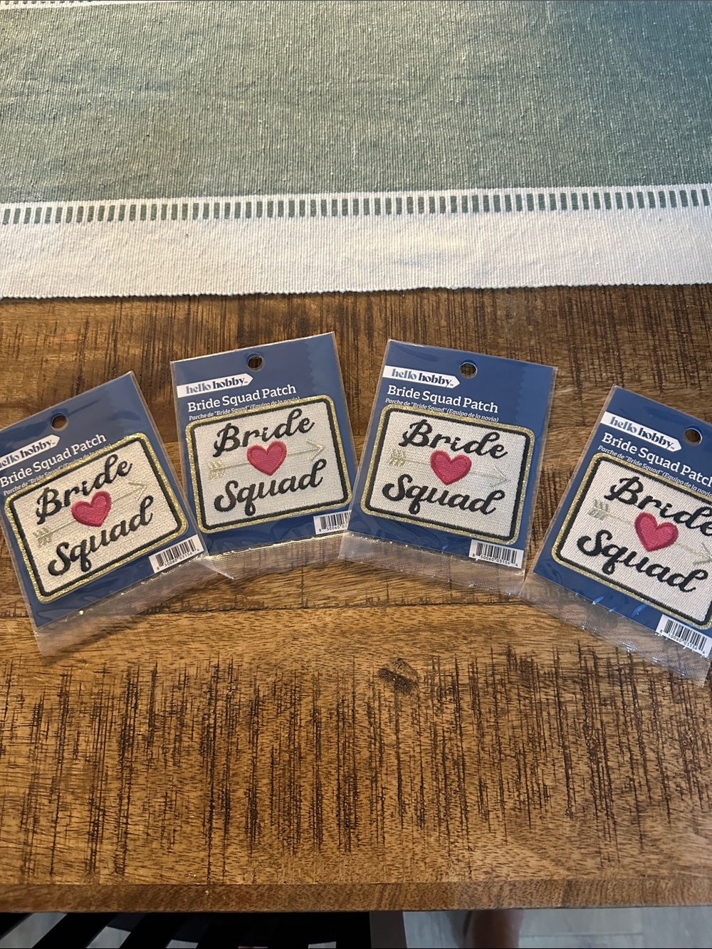 Bride Squad Embroidered Patch with Pink Heart (Set of 4)